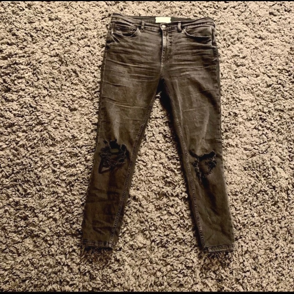 Free People black distressed jeans